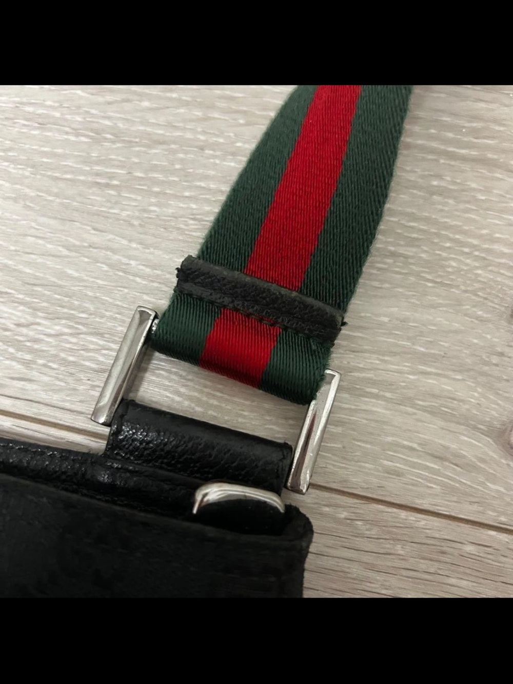 Gucci Black Messenger Bag with Red and Green Web Strap - Picture 6 of 15